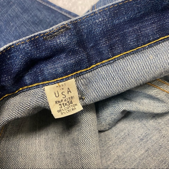 RRL Straight Leg Selvedge Denim Jeans Button Fly Blue Mens 34x34 Made in USA - Picture 6 of 9
